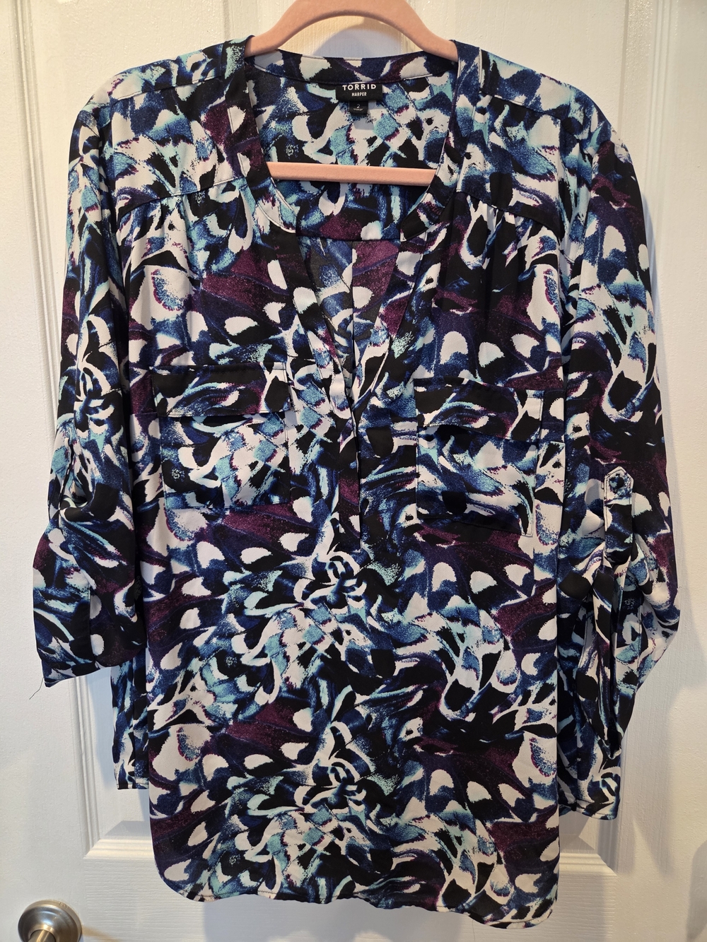 torrid Blue, Purple & White Abstract Floral Tunic
